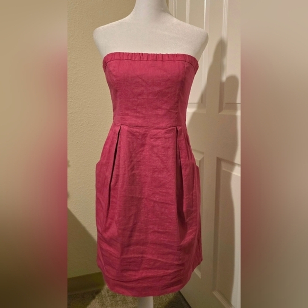 Theory Women's Strapless Pink Dress with Pockets. Size‎ 4
